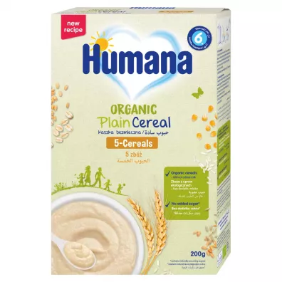 Humana Organic Kaszka bezmleczna 5 zbóż od 6. miesiąca 200 g