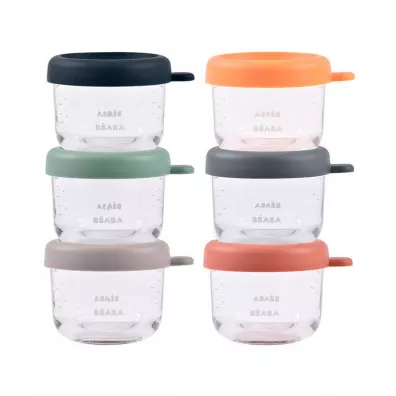 Beaba Zestaw pojemników słoiczków szklanych z zamknięciem Sunrise color mix 6 x 150 ml 6 szt.