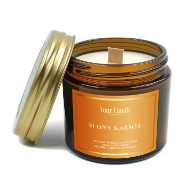 Your Candle Świeca sojowa zapachowa z drewnianym knotem słony karmel 120 ml