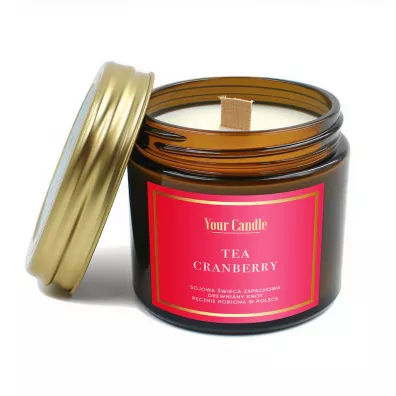 Your Candle Świeca sojowa zapachowa z drewnianym knotem tea cranberry 120 ml