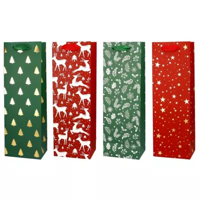 Torba prezentowa na butelkę 12x36 Renifer Gwiazdki