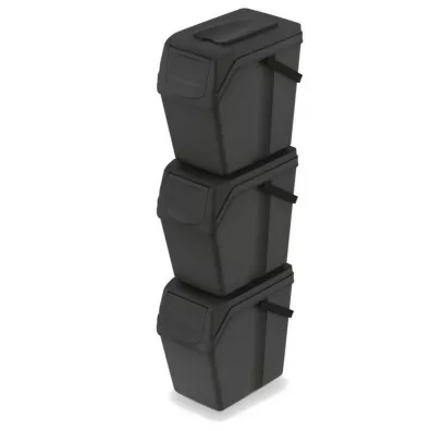 Prosperplast Keden kosz na śmieci sortibox set 3 - czarny recykling 25 l