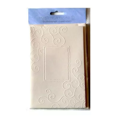 Karty tłoczone + koperty ornament creme 03 5szt