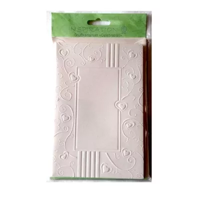 Karty tłoczone+koperty ornament serca creme05 5szt