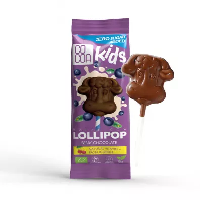 Cocoa Lizak z czekolady jagodowej z witaminą C z aceroli bez dodatku cukrów 15 g Bio