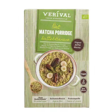 Verival Owsianka błonnikowa z daktylami, bananem i matchą 350 g Bio