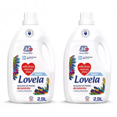 Lovela Baby hipoalergiczne mleczko do prania ubranek niemowlęcych i dziecięcych do kolorów Zestaw 2 x 2.9 l