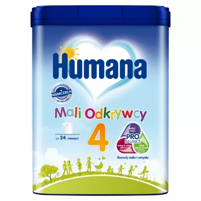 Humana 4 Mali Odkrywcy Produkt na bazie mleka po 24. miesiącu 650 g