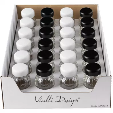 Vialli Design Display ze słoiczkami na przyprawy Vilagio 12 białe + 12 czarne 1333 24 szt.