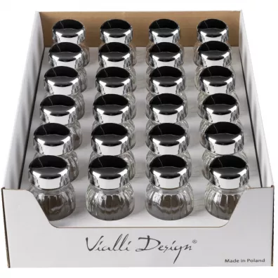 Vialli Design Display ze słoiczkami na przyprawy Vilagio srebrne 1296 24 szt.
