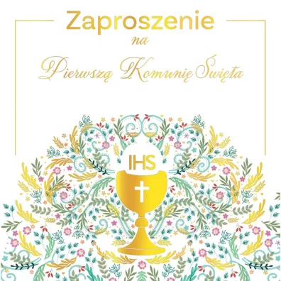 Zaproszenie - Komunia pattern IHS (5szt)
