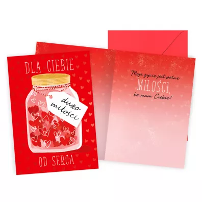 Kukartka Karnet PR-576 Walentynki słoik z serduszkami