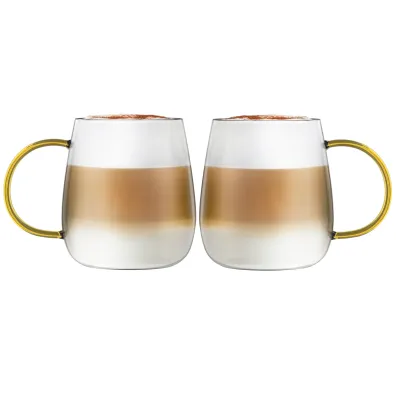 Vialli Design Komplet szklanek z żółtym uchem Bolla 1173 2 x 400 ml