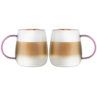 Vialli Design Komplet szklanek z różowym uchem Bolla 1166 2 x 400 ml