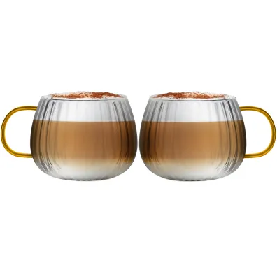 Vialli Design Komplet szklanek z żółtym uchem Tulip 1227 2 x 350 ml