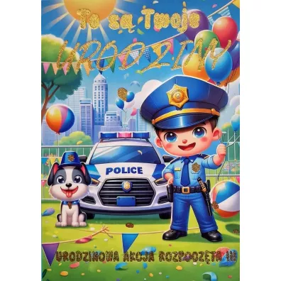 Karnet Urodzinki Policjant 3K