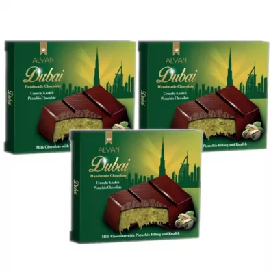 Alyan Dubajska Czekolada Mleczna z Nadzieniem Pistacjowym i Kunafą Zestaw 3 x 100 g
