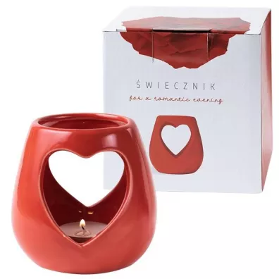 Be-Happy Gifts Świecznik ceramiczny w kształcie serca