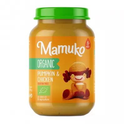 Mamuko Organiczny Obiadek Dynia z Kurczakiem od 6 miesiąca 190 g Bio
