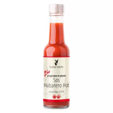Sanchon Przyprawa w płynie sos habanero hot wegańska bezglutenowa 140 ml Bio