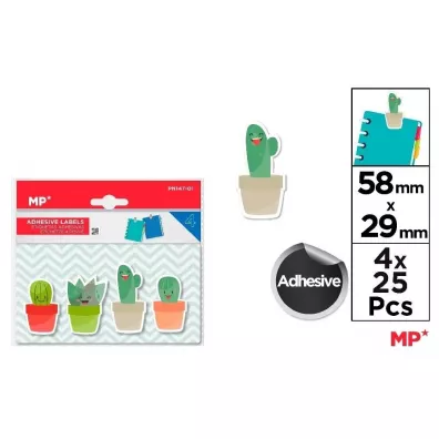 Karteczki samoprzylepne kaktusy 4x25szt