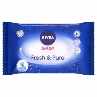 Nivea Chusteczki nawilżane dla dzieci i niemowląt Baby Fresh & Pure 63 szt. GRATIS