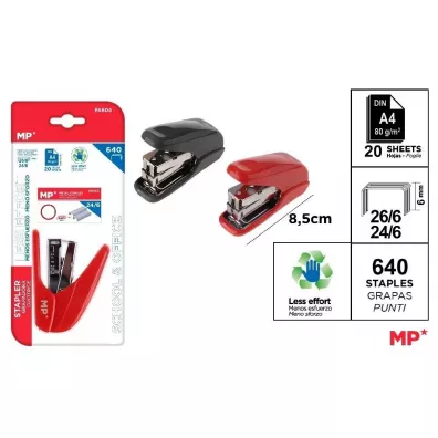 Mp Main Paper Zszywacz duży 60% mniej wysiłku 24/6 + zszywki MIX