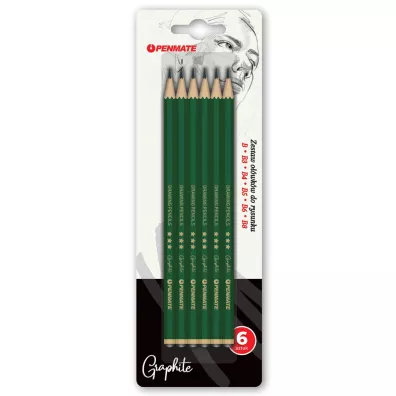 Zestaw ołówków miękkich PENMATE do rysunku na blistrze 6szt.