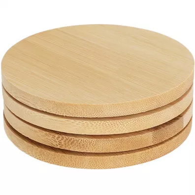 Excellent Houseware Komplet okrągłych podstawek bambusowych 4 szt.