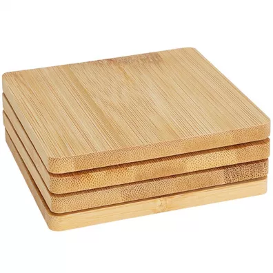 Excellent Houseware Komplet kwadratowych podstawek bambusowych 4 szt.