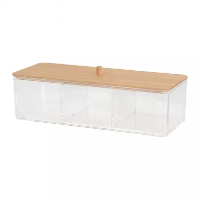 Bathroom Solutions Pojemnik kosmetyczny z bambusową pokrywą 23x9,5 cm