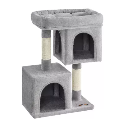 Songmics Drapak dla kociąt 2 jaskinie jasnoszary 74 cm