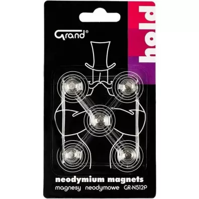 Magnesy neodymowe z uchwytem 12mm 5szt GRAND