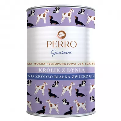 Perro Junior Gourmet Królik z dynią – monobiałkowa formuła karma mokra dla szczeniąt wszystkich ras 400 g