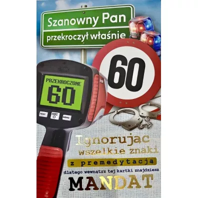 Karnet z mandatem 60 urodziny męskie
