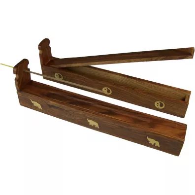 Drewniana kadzielniczka pudełko do spalania kadzidełek