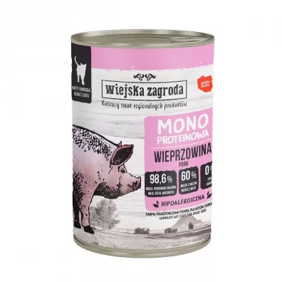 Wiejska Zagroda Karma mokra dla kota Monobiałkowa Wieprzowina (dorosły) 400 g