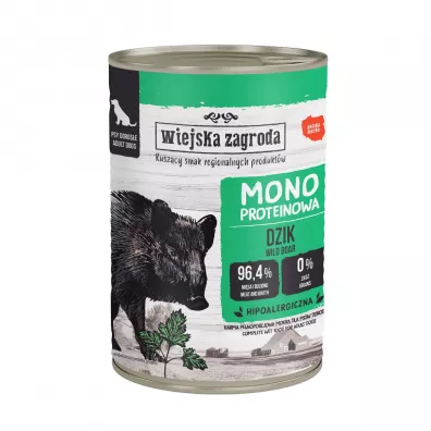 Wiejska Zagroda Karma mokra dla psa Monobiałkowa Dzik (dorosły) 400 g
