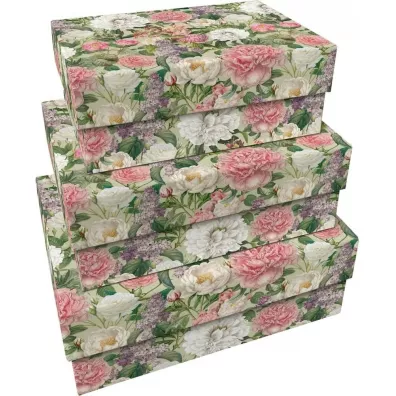 Pudełka ozdobne Piwonie i róże 3szt