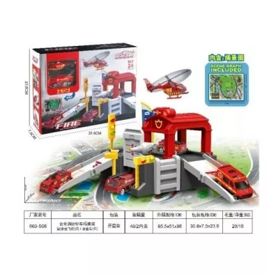 Baza Strażacka + auta metalowe + mata Ciuciubabka