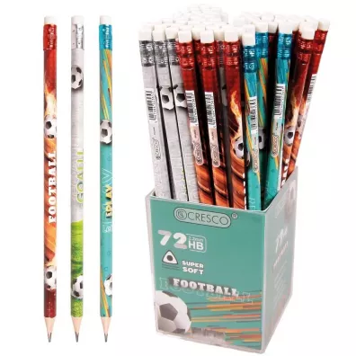 Cresco Ołówek trójkątny HB z gumką football (72szt)