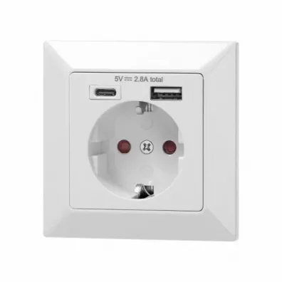 Orno Gniazdo pojedyncze 2p+z usb-a +