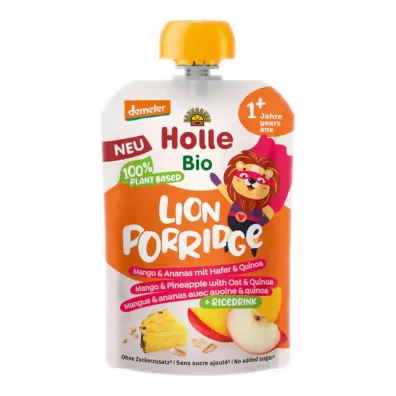 Holle Mus owocowy z napojem ryżowym i zbożami mango&ananas + owies&komosa ryżowa 110 g Bio