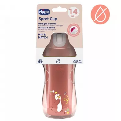 Chicco Kubek niekapek termicz ze słomką 266ml brzosk 14m+