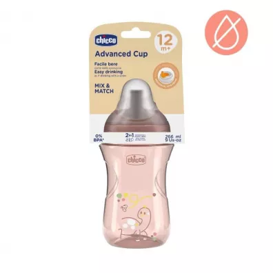 Chicco Kubek niekapek ze słomką 266ml brzoskwiniowy 12m+