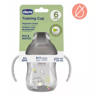 Chicco Kubek z twardym ustnikiem 200ml szary 6m+