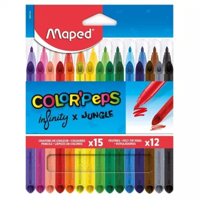 Zestaw Infinity kredki 15szt+flamastry Jungle 12sz