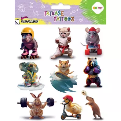 Tatuaże zmywalne Sports Animals HAPPY COLOR
