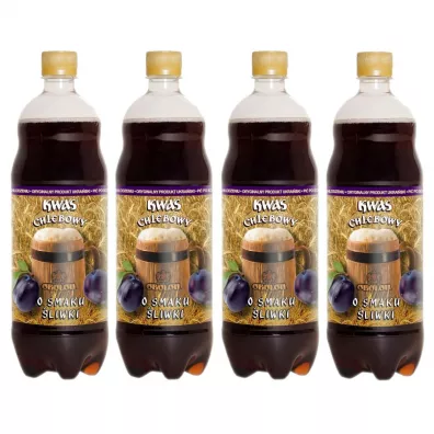 Obolon Kwas Chlebowy o smaku śliwki Zgrzewka 4 x 1 l