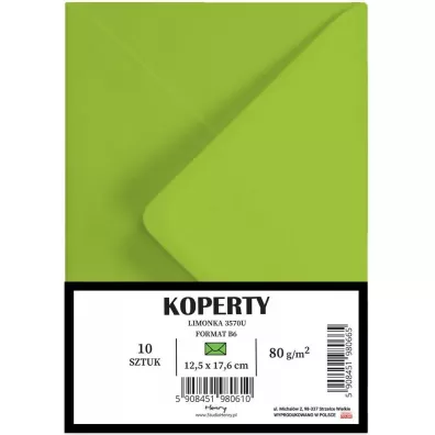 Koperty B6 limonka 10szt